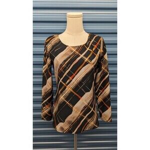 Sara Campbell Art to Wear Plaid Thick Knit Long Sleeve Popover Top Size‎ 8